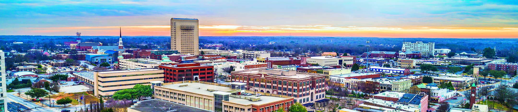 Drone Aerial of Downtown Spartanburg, South Carolina, USA